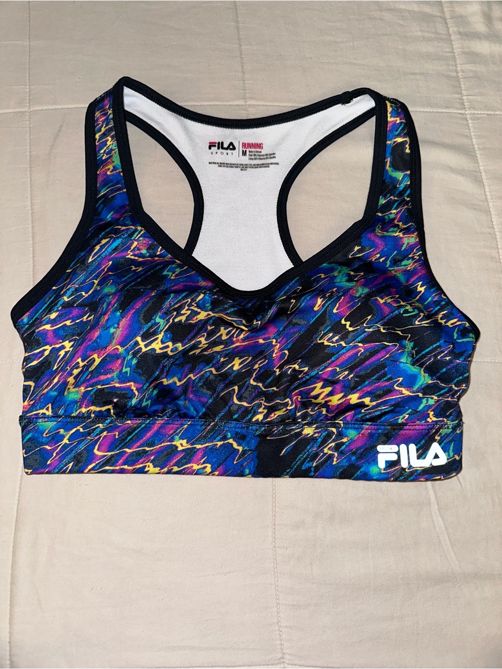 Fila Multicolor Lightning-Print Racerback Sports Bra
